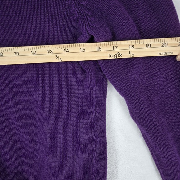 Lauren Ralph Lauren Sweater Womens Medium Purple Pullover Cotton Collared Knit - Picture 5 of 10